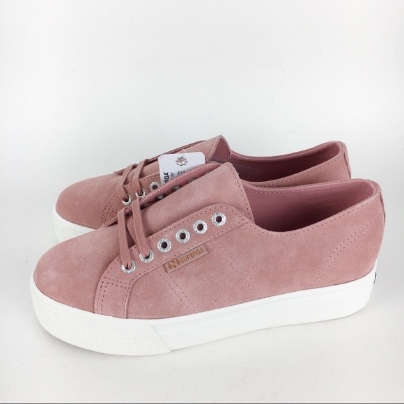 Superga 2790 Womens Size 10 Pink Peach Suede Leather Platform Sneakers‎ Shoes - Picture 4 of 14